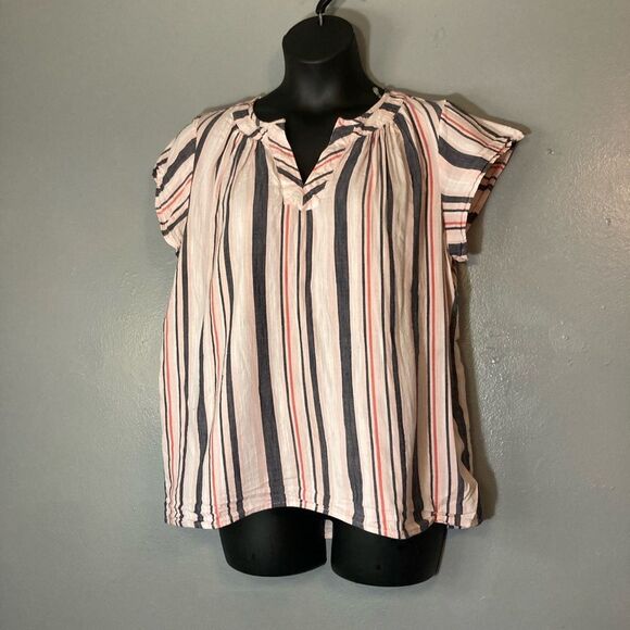 St. John's Bay Pink and Gray short Sleeve Blouse - Picture 1 of 5